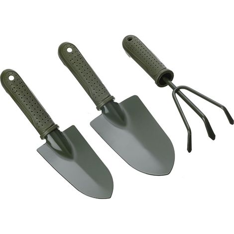 Lot de 3 Mini Outils de Jardinage à Main - Petits Outils légers en Fer - Râteau - Pelle - Bêche - pour intérieur et extérieur - Plantation en Pot (1/5)