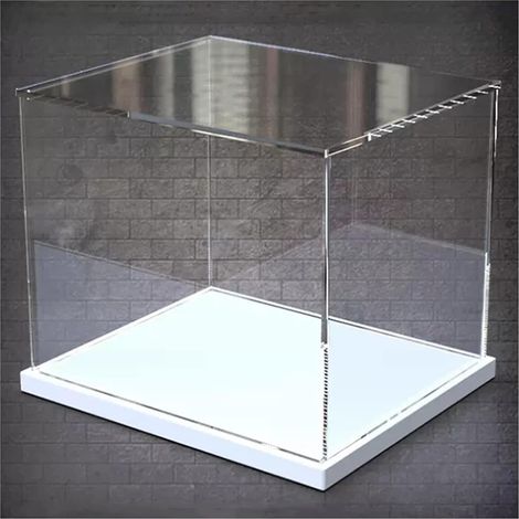 Vitrine en Acrylique for Figurines de Collection, Noir et Blanc, Plusieurs Tailles, Base de 3 mm et 10 mm(White,(LxWxH) 25x20x15cm) (1/5)