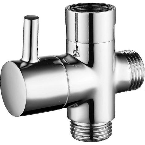 Robinet 3 voies en laiton massif G1/2" pour douchette, composants de douche, raccord universel, chromé (1/5)