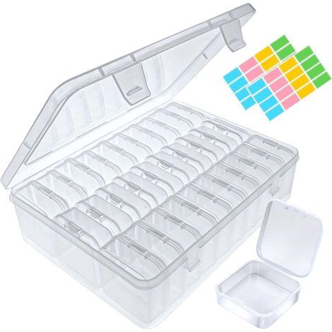 Lot de 30 petites boîtes de rangement avec couvercle - Petites boîtes de tri pour petites pièces avec 10 étiquettes - Mini boîte en plastique transparent pour petites pièces et boucles (1/5)