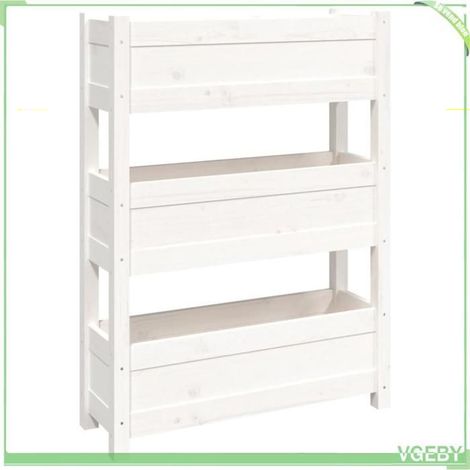 Jardinière (lit surélevé) - FAFEICY - 823935 - Bois de pin massif - 3 bacs - Blanc 77x25x104,5 cm (1/5)
