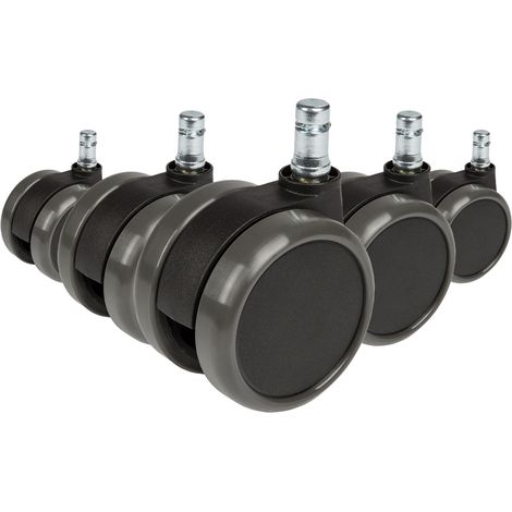 5 roulettes pour sols durs 11mm / 65mm, roulettes sols durs pour siège de bureau hjh OFFICE