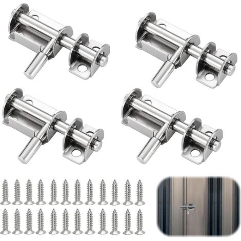 Juego de 4 cerraduras para puertas: cerradura para puerta interior, pestillo exterior, pestillo para puerta corrediza, gancho para puerta de garaje, cerradura para puerta exterior, pestillo para venta