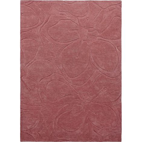 Tapis salon et chambre en laine 170x240 rose rectangle fait à la main (1/5)