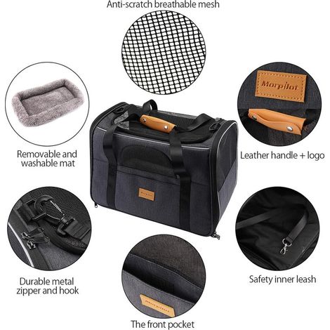 Sac de transport pliable pour chiens et chats, ouverture sur le dessus, tapis amovible et filet respirant (1/4)