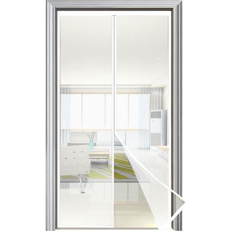 Magnetic Screen Door 80x210cm Magnetic Screen Door No Drilling Required Fly Insect Curtain with Adhesive Strip Very Fine Mesh, for doors, balcony doors, cellar doors, campers, and RVs(white)