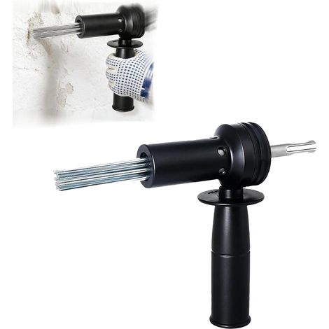 Dérouilleur d'aiguille, embout scaler avec tige SDS et 18 aiguilles électriques adaptateur scaler avec 1 paire de gants pour la peinture, la rouille, la saleté et la poussière de soudure (1/5)