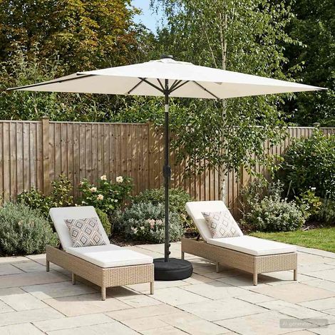 Parasol de jardín con luces LED y base 200 x 300 cm Poliéster