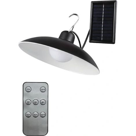 Lámpara de jardín solar LED colgante de pared con sensor crepuscular y mando a distancia.