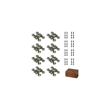 Juego de 8 bisagras antiguas vintage para puertas de armarios – Bisagras decorativas de latón con tornillos – Fácil instalación – Crezuo
