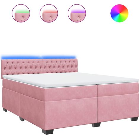 Maison Exclusive - Giroletto a Molle con Materasso Rosa 200x200 cm in Velluto (1/5)