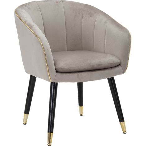 Poltrona Cachi, Poltroncina Braccioli, Materiale Struttura in Tessuto, Colore Struttura oro, 62x58x78h cm Grigio