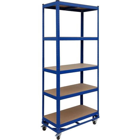 Rolling Steel Shelving Unit - Adjustable, Locking Casters (1/5)