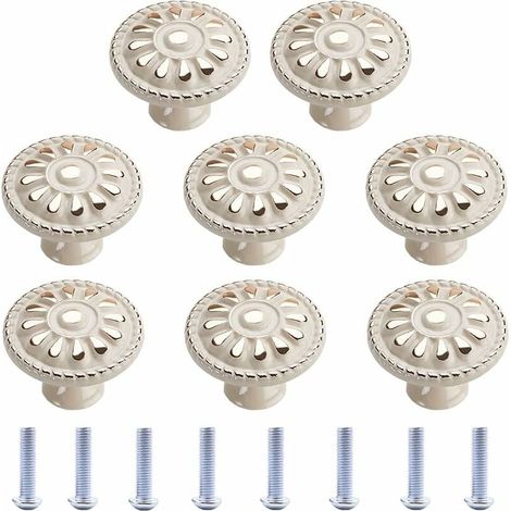 8-teiliges Möbelknopf-Set, runde Schubladengriffe, Schrankknöpfe, Schubladenknöpfe, Küchenschrank-Schubladengriffe, Türknöpfe, weiße Vintage-Möbelknöpfe