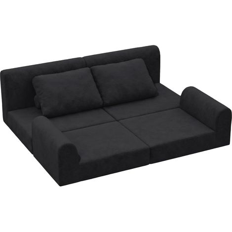 Canapé-lit convertible modulable en tissu noir, se transforme en fauteuil, chaise longue ou couchage d'appoint, idéal petit espace – CHICFURN (1/5)