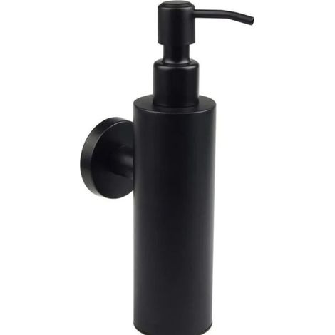 Distributeur de savon mural en acier inoxydable 304 200 ml noir mat distributeur de savon mural salle de bain shampooing manuel bouteille de gel douche (1/3)