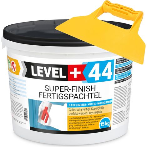 LEVEL+ Fertigspachtel Spachtelmasse L+44 - 15KG + Glattespachtel