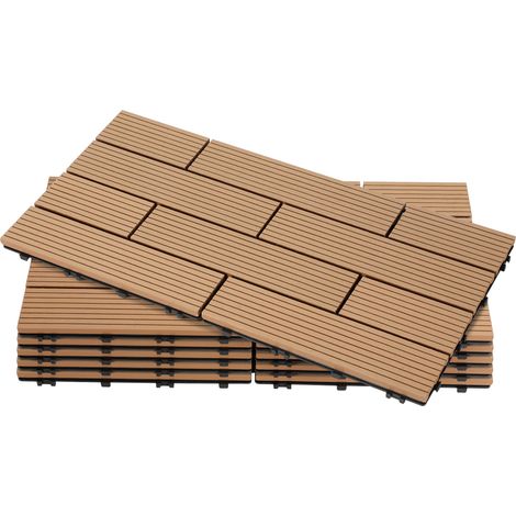TolleTour WPC Terrassenfliesen 30x60 cm Teakfarben 18 Stück 3 m² Klickfliesen Garten Balkon (1/5)