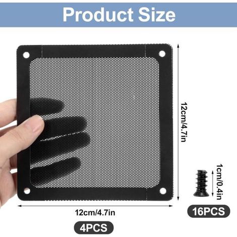 Filtre Ventilateur - 120 mm - Grille Anti-Poussière en PVC avec Cadre Magnétique - Pour Boîtier PC Imprimante 3D PS4 Haut-Parleur - 4 Pièces (1/4)