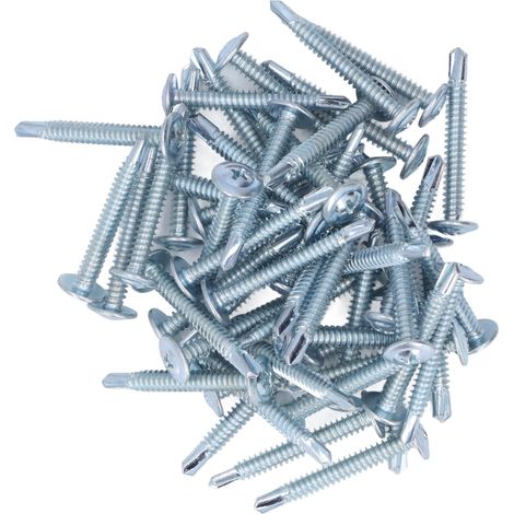 Vis à bois autoforeuse 250 pièces tête ronde fraisée, rondelle intégrée, acier zingué carbone M4.8x38, fixation robuste. (1/5)