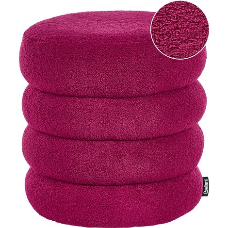 Puf redondo de bouclé otomana reposapiés dormitorio sala de estar borgoña Sumpter (1/5)
