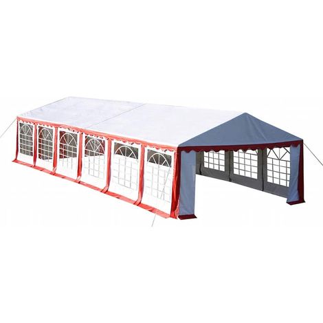 Toile de rechange pour tente de réception 12 x 6 m en rouge et blanc (1/3)