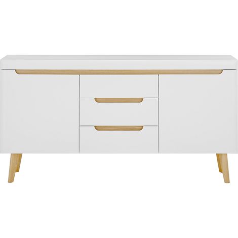 Sideboard Wohnzimmer in Weiß Matt mit Eiche STOCKTON-61 (1/5)
