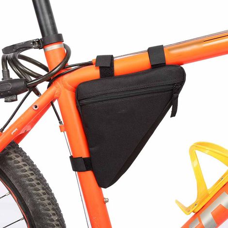 Selle avant à dégagement rapide, accessoires de vélo, sacoche triangulaire pour tube supérieur (noire) (1/5)