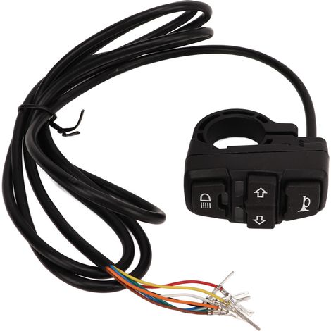 Interrupteur de klaxon et d'éclairage pour vélo électrique 36 V/48 V, étanche IP54, compatible avec les guidons de 22,2 mm pour motos, vélos électriques et scooters. (1/5)