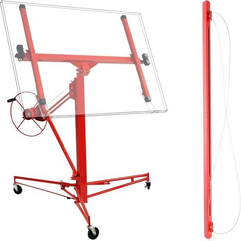 Kit de levage XXL rouge avec extension de 140 cm pour panneaux et plaques de plĂ tre (1/5)