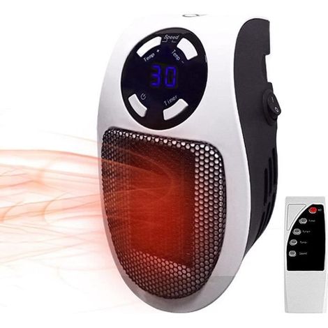 Radiateur Soufflant Mini Chauffage D\'appoint Avec Télécommande Et Affichage LED Electrique Céramique Pour Domicile, Bureau - A381 (1/4)