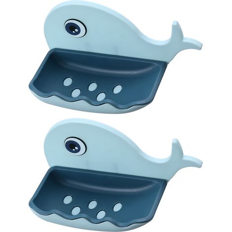 Porte-Savon Forme Baleine - Porte-Savon Murale Sans Perçage - Égouttoir Double Couche - 1 Pièce (1/5)