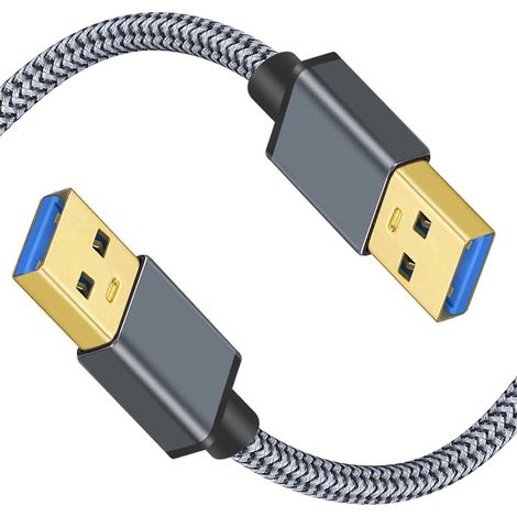 Câble USB 3.0 Type A mâle-mâle, double extrémité, compatible avec ordinateurs portables, appareils photo, lecteurs DVD et autres appareils photo, longueur 50 cm (1,6 pi). (1/5)