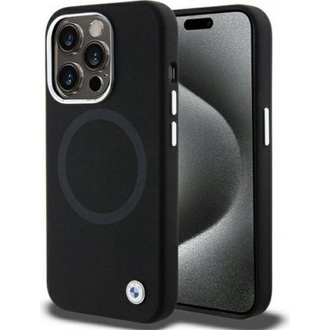 BMW BMHMP15XSILBK2 Coque MagSafe en silicone liquide Signature pour iPhone 15 Pro Max 6,7" noir/noir