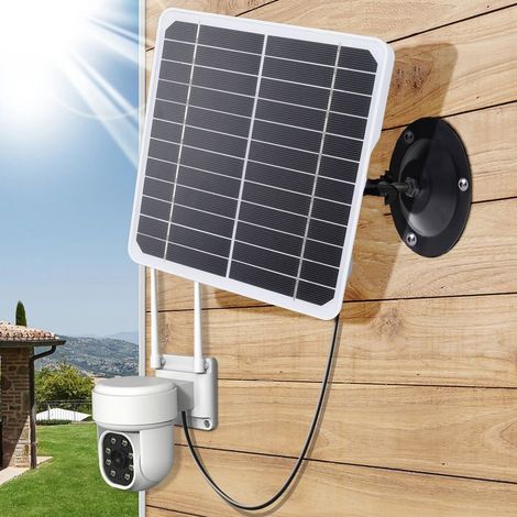 [Wandmontiertes Solarpanel] [Monokristallines Solarpanel] [IP68 wasserdicht] [5 V 20 W mit 3 m Kabel] für Sicherheitskameras und -geräte (1/4)