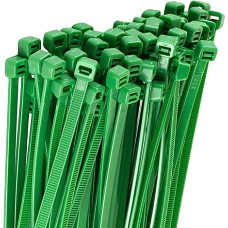 FASCETTE AUTOSERRANTI NYLON VERDI MM. 3,6x200 CABLAGGIO CAVI   - pz 100 (1/4)