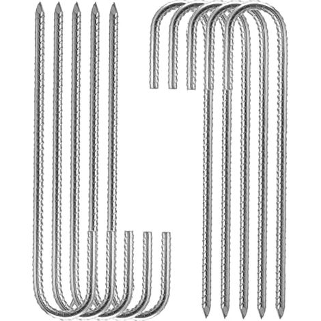 Lot de 10 Piquets de Tente en Acier Galvanisé, 30CM Sardines Piquet Jardin 8 mm d'épaisseur, Piquets de Sol d'agrafes de Jardin pour Tentes, Auvents, Pavillons, Trampoline, Poulailler (1/5)