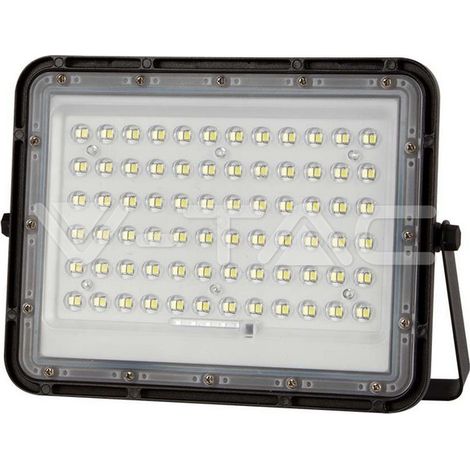 V-TAC VT-120W Faro led nero con pannello solare 15W e telecomando LED Proiettore con batteria sostituibile 4000K 3m Cavo - 7826