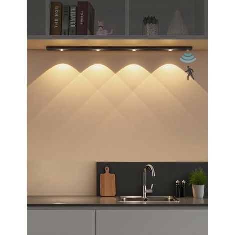 1 pezzo Luce per armadio con sensore di movimento, luce LED per guardaroba, rilevamento del movimento, 3 livelli di luminosità, ricaricabile tramite USB, durata della batteria 30 giorni 50 x 3,5 (1/2)