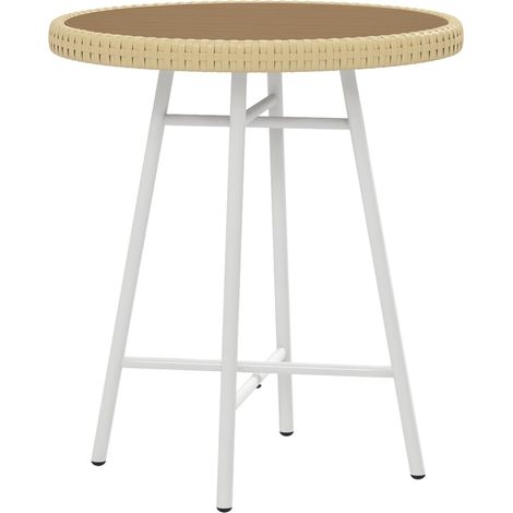 Table d'appoint en rotin synthétique avec plateau en bois composite et structure en acier galvanisé 50 x 50 x 55 cm Naturel