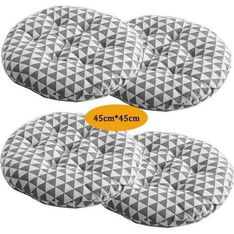 Lot de 4 Coussin de Chaise Coussins de Siège, Ronde Tatami Respirant Schéma Coussins de Chaise Galette de Chaise, 4545cm,Style C (1/4)