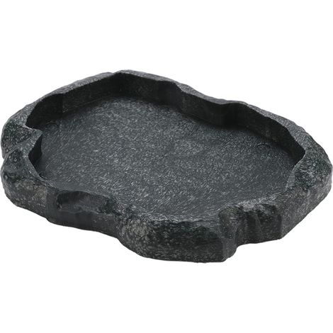 Bol d'alimentation en Résine pour Reptiles et Eau pour Animaux de Compagnie, Décor de Terrarium de Reptiles pour Tortue Lézard (M) (1/5)