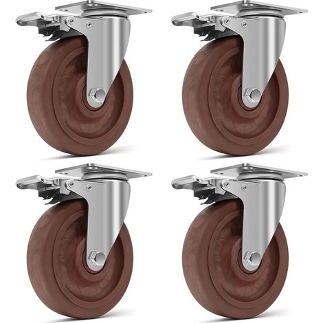 125mm Roulette Charge Lourde Résistant à La Chaleur, Capacité de Charge 1000kg, Résistante -20°C à +250°C, Roulette Avec Frein Adaptée aux Ateliers de Fonderie et de Soudure,Lot de 4 (1/5)