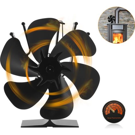 TolleTour Ventilador de estufa de 6 aspas alimentado por calor para estufas de leña. Transferencia de aire horizontal eficaz, silenciosa, segura y eficiente. (1/5)