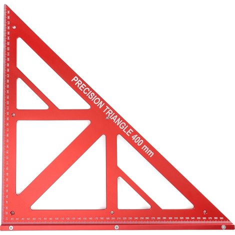 Escuadra de carpintero, de alta precisión, fabricada en aleación de aluminio, color rojo. (1/2)