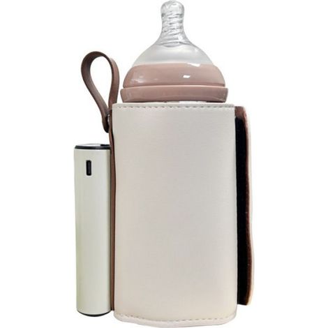 Blanc Chauffe-biberon portable voiture, housse isotherme réglable, chauffe rapide, maintien chaud, USB recharge, voyage (1/5)