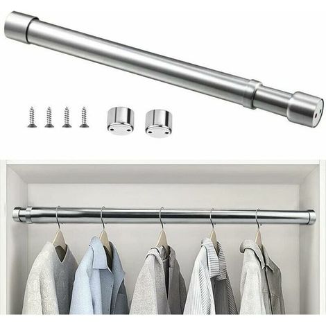 Barra de armario extensible de acero inoxidable de 48 cm a 80 cm, barra telescópica ajustable para cortinas, tubo extensible anticorrosión para armario P (1/5)