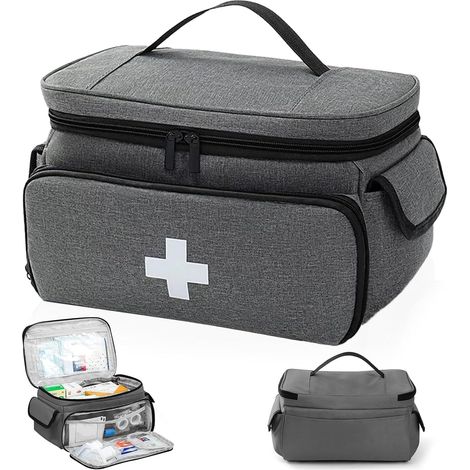 Sac à médicaments vide – Sac de premiers secours robuste avec poignée de transport et tissu Oxford imperméable – Idéal pour les voyages, la voiture, le camping, la maison et les événements (1/5)