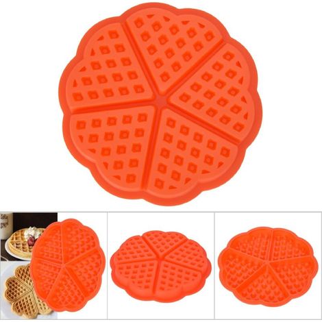 Silikon-Waffelform mit 5 Mulden für Muffins, Kuchen und Schokolade, ideal zum Frühstück und Backen (runde Form) (1/5)