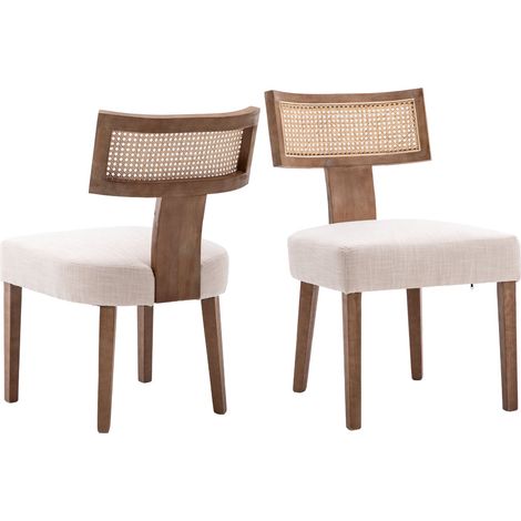 Wahson Dining Chairs 2Pcs Upholstered in Linen Retro Rustic Kitchen Chairs with Wood Frame for Living Room Restaurant, Yellow
